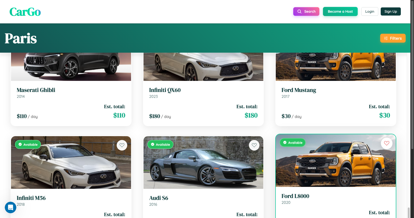 Vehicle detail page